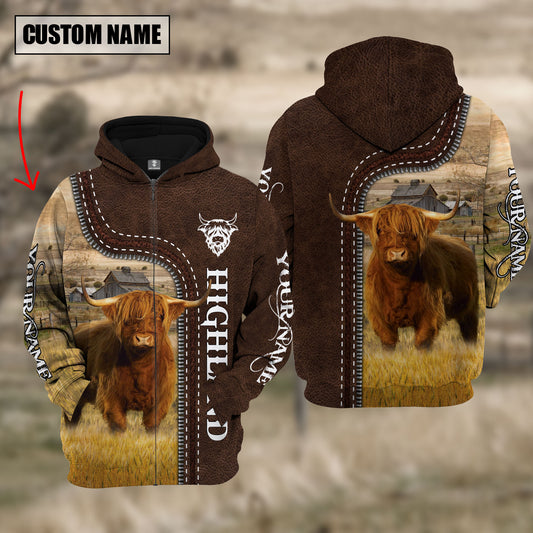 Joycorners Highland Farming Leather Pattern Personalized 3D Hoodie