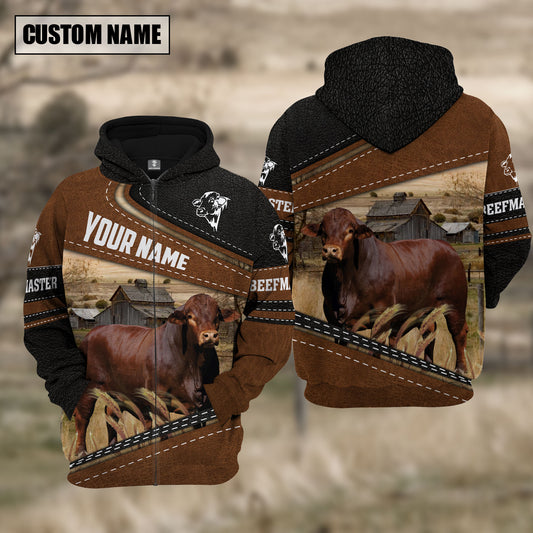 Joycorners Beefmaster Cattle Leather Pattern Farm Personalized 3D Hoodie