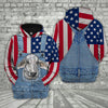 Joycorners Brahman Cattle US Flag Farm Personalized 3D Hoodie