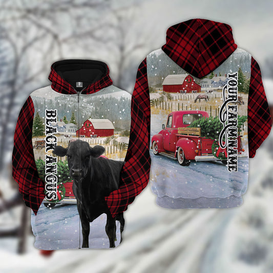 Joycorners Black Angus Cattle Christmas 3D Hoodie