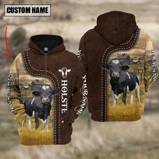 Joycorners Holstein Farming Leather Pattern Personalized 3D Hoodie