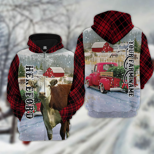 Joycorners Hereford Cattle Christmas 3D Hoodie