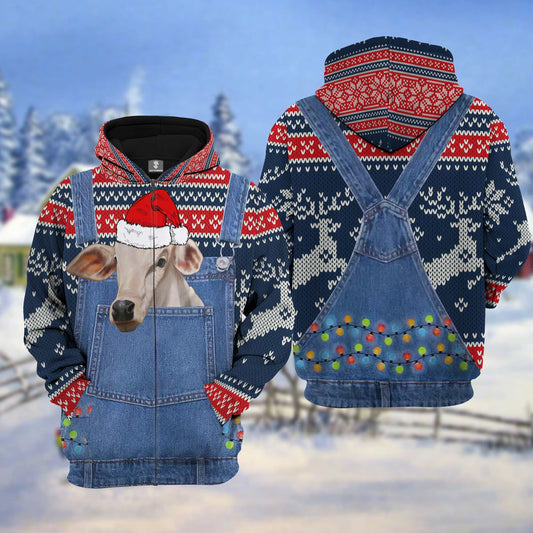 Joycorners Brahman Cattle Christmas Knitting Pattern 3D Hoodie