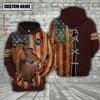 Joycorners Horse US Flag Retro Personalized 3D Hoodie