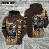 Joycorners Holstein Cattle Brown Leather Personalized 3D Hoodie