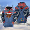 Joycorners Red Angus Cattle Christmas Knitting Hoodie Pattern 3D