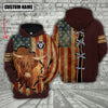 Joycorners Highland US Flag Retro Personalized 3D Hoodie