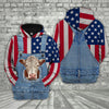 Joycorners Hereford Cattle US Flag Farm Personalized 3D Hoodie