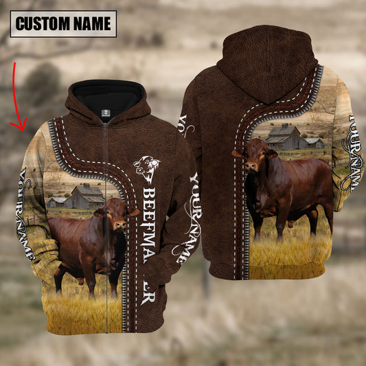 Joycorners Beefmaster Farming Leather Pattern Personalized 3D Hoodie