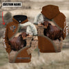 Joycorners Custom Name Beefmaster Cattle Leather Zipper  3D Hoodie