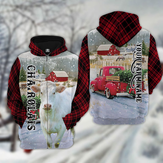 Joycorners Charolais Cattle Christmas 3D Hoodie