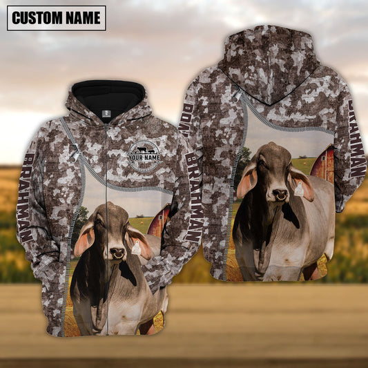 Joycorners Personalized Brahman Cattle Farm All Over Printed Hoodie