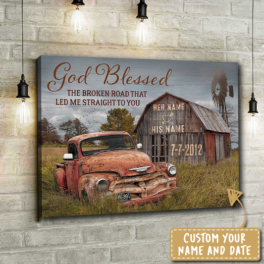 Joycorners Personalized Anniversary Couple God Blessed Canvas