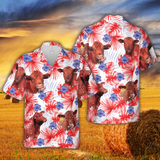 Joycorners American Colors Red Angus All Printed 3D Hawaiian Shirt