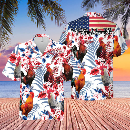 Joycorners United States Flag Hawaiian Theme For Chicken Lovers All 3D Printed Hawaiian shirt