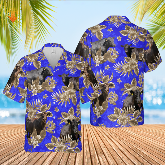 Joycorners Black Angus Cattle Lovers Aloha Pattern All Over Printed 3D Hawaiian shirt