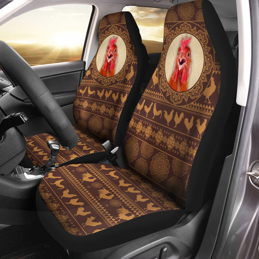 Joycorners Chicken Pattern All Over Printed 3D Car Seat Cover Set (2Pcs)