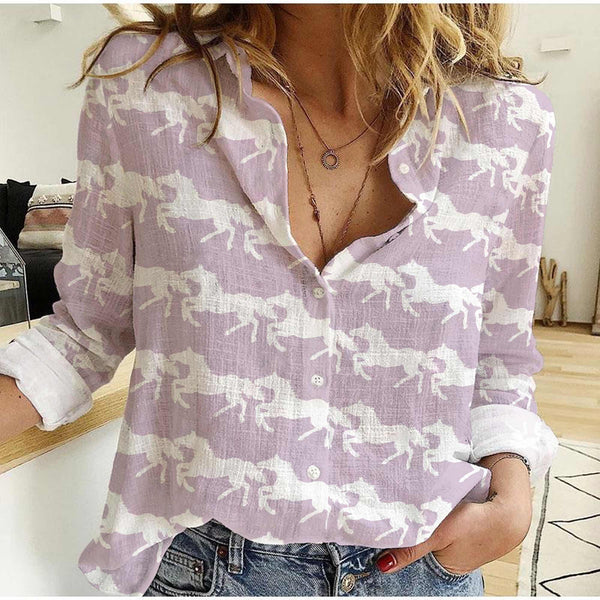 Joycorners Horse Pattern Purple All Over Printed 3D Casual shirt
