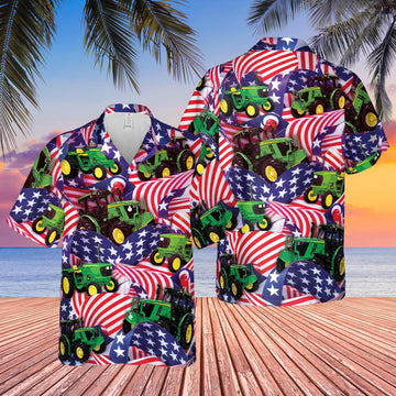 Joycorners Tractor United States Flag All Over Printed 3D Hawaiian Shirt