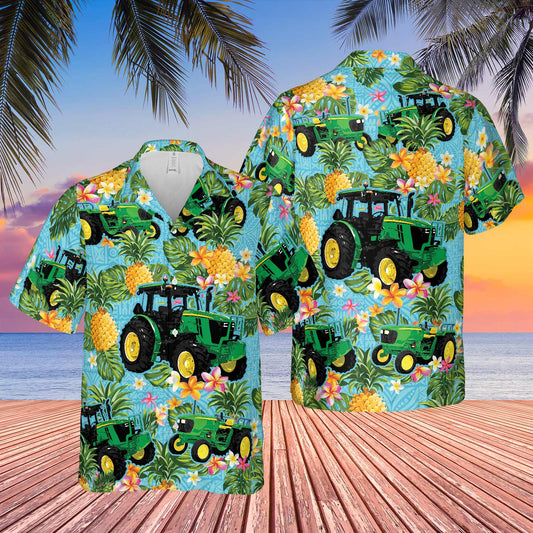 Joycorners Tractor Pineapple All Over Printed 3D Hawaiian Shirt