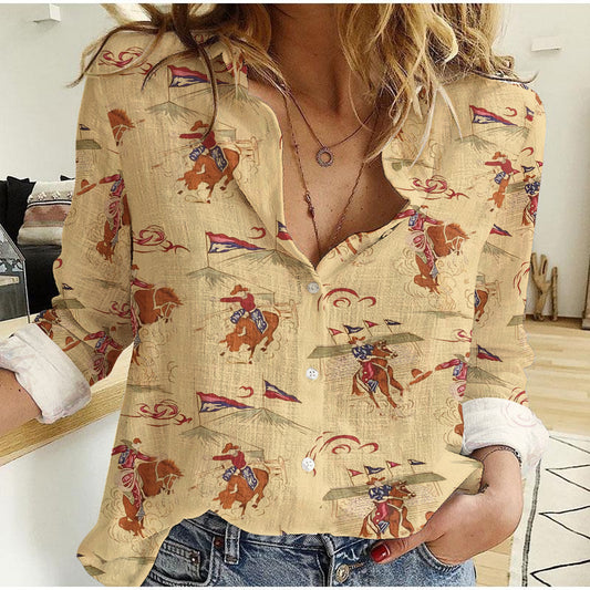 Joycorners Horse Yellow All Printed 3D Casual Shirt