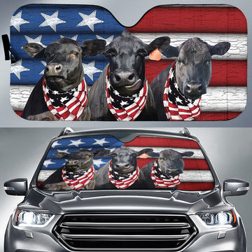 Joycorners Black Angus Cattles United States Flag All Over Printed 3D Sun Shade