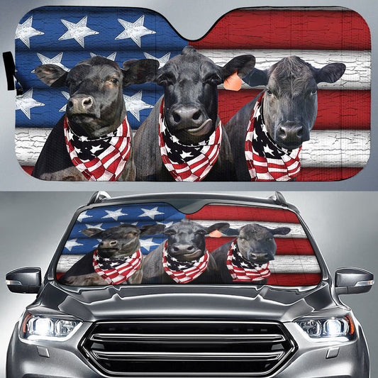 Joycorners Black Angus Cattles United States Flag All Over Printed 3D Sun Shade