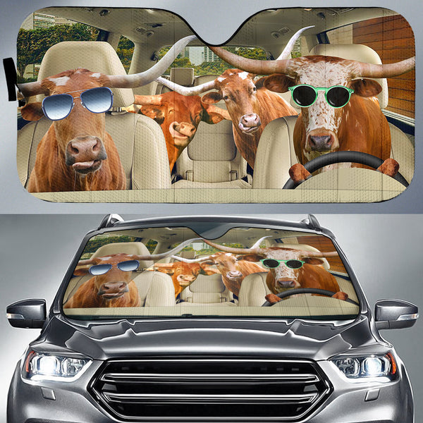 Joycorners Personalized Name TX Longhorn Car All Over Printed 3D Sun Shade