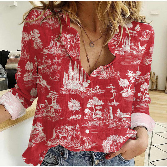Joycorners Horse Print Red All Over Printed 3D Casual Shirt