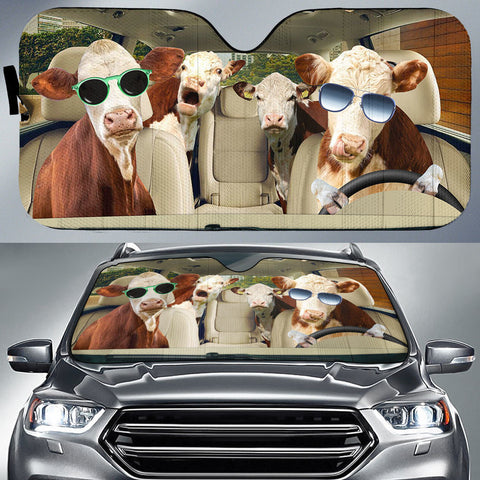 Joycorners Hereford Cattle CAR All Over Printed 3D Sun Shade