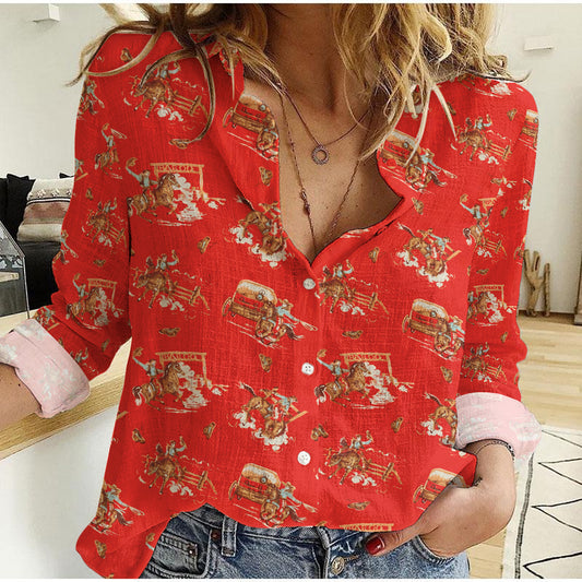 Joycorners Red Cowboy Horse Collection All Printed 3D Casual Shirt