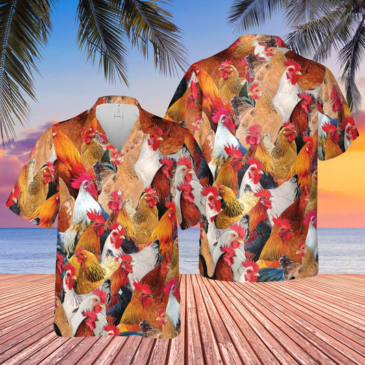 Joycorners Flock Of Chicken All Over Printed 3D Hawaiian Shirt