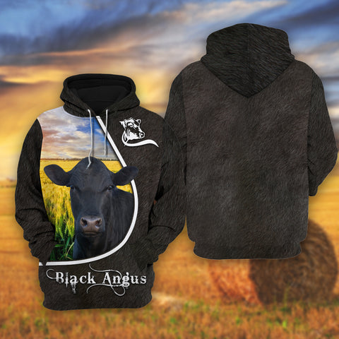 Joycorners Black Angus On The Wheat Field All Over Printed 3D Shirts