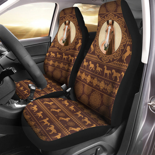 Joycorners HORSE Pattern All Over Printed 3D Car Seat Cover Set (2Pcs)