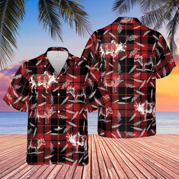 Joycorners Plaid Pattern Brahman All Over Printed 3D Hawaiian Shirt