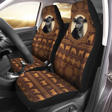 Joycorners Black Angus Pattern All Over Printed 3D Car Seat Cover Set (2Pcs)