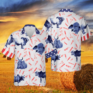 Joycorners INDEPENDENCE DAY FIRE CRACKER BRAHMAN PATTERN All Printed 3D Hawaiian Shirt