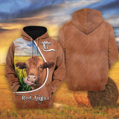 Joycorners Red Angus On The Wheat Field All Over Printed 3D Shirts