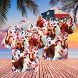 Joycorners Cattle Texas Flag Hawaiian Flowers All Over Printed 3D Hawaiian Shirt