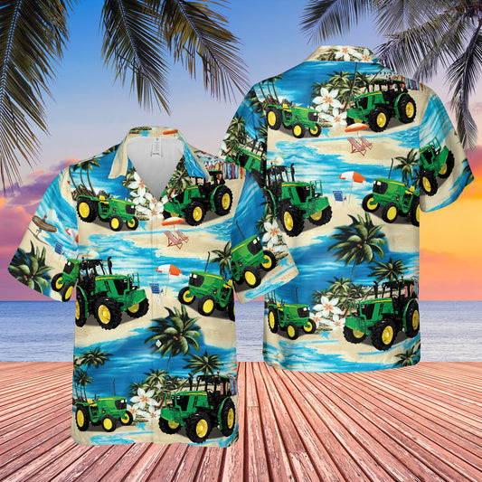 Joycorners Tractor On The Beach All Over Printed 3D Hawaiian Shirt