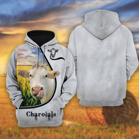 Joycorners Charolais On The Wheat Field All Over Printed 3D Shirts