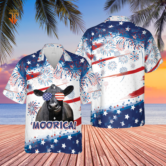 Joycorners Happy Independence day Black Angus All Over Printed 3D Hawaiian Shirt