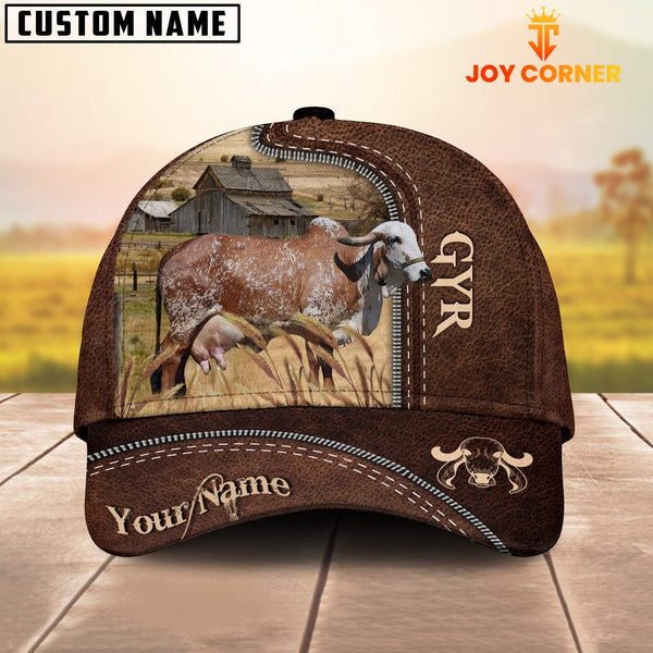 Joycorners GYR Cattle Customized Name Leather Pattern Cap