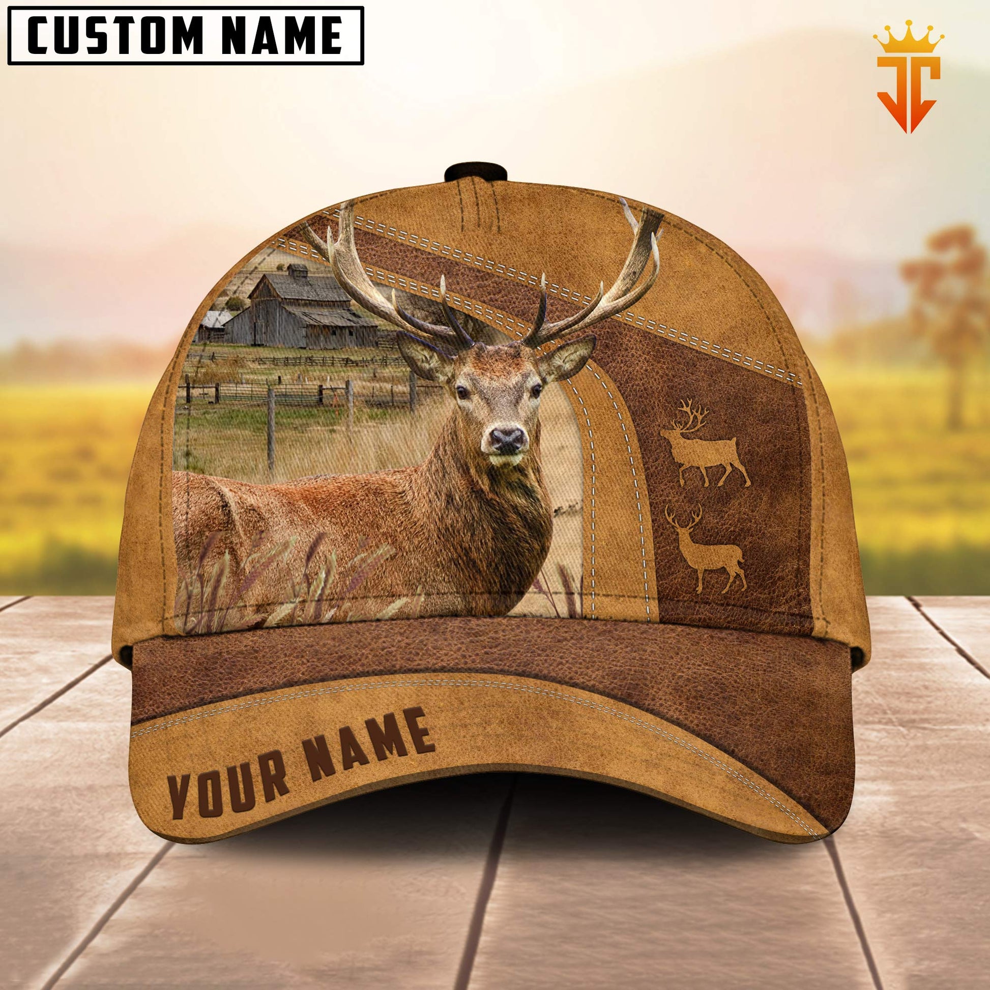 Custom Name Deer Hunting Orange Personalized Men's Adjustable Cap