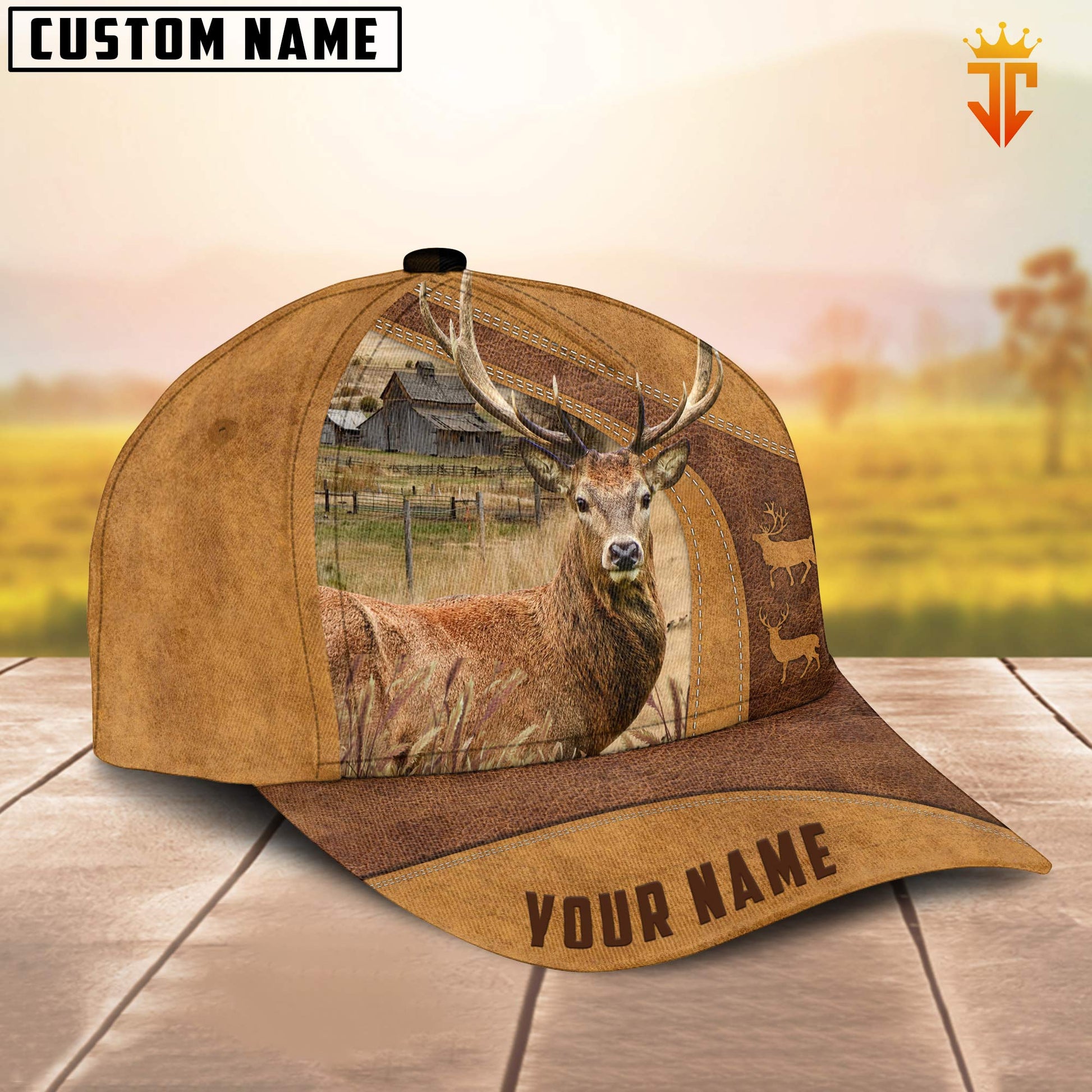 Custom Name Deer Hunting Orange Personalized Men's Adjustable Cap