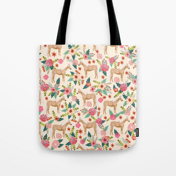 Joycorners Palomino Horse Floral Pattern Light Yellow All Over Printed 3D Tote Bag