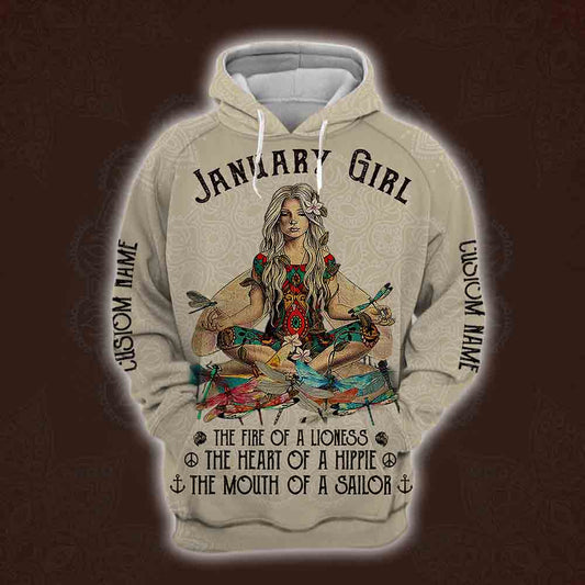 Joycorners Personalized Name January Yoga Girl Full Printing Shirt Maria 3D All Over Printed