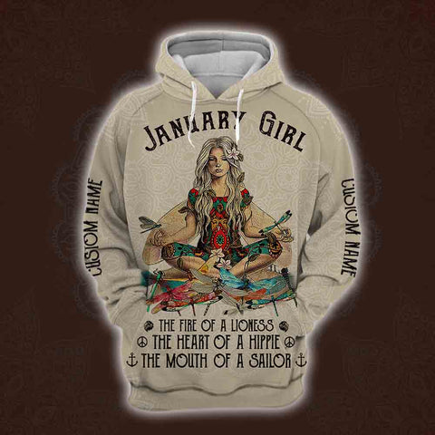 Joycorners Personalized Name January Yoga Girl Full Printing Shirt Maria 3D All Over Printed