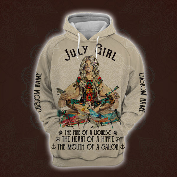Joycorners Personalized Name July Yoga Girl Full Printing Shirt Maria 3D All Over Printed