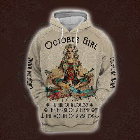Joycorners Personalized Name October Yoga Girl Full Printing Shirt Maria 3D All Over Printed